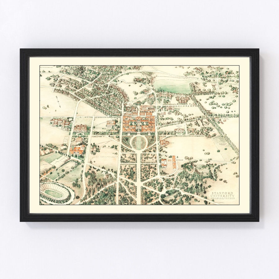 Stanford University Vintage Map 1934