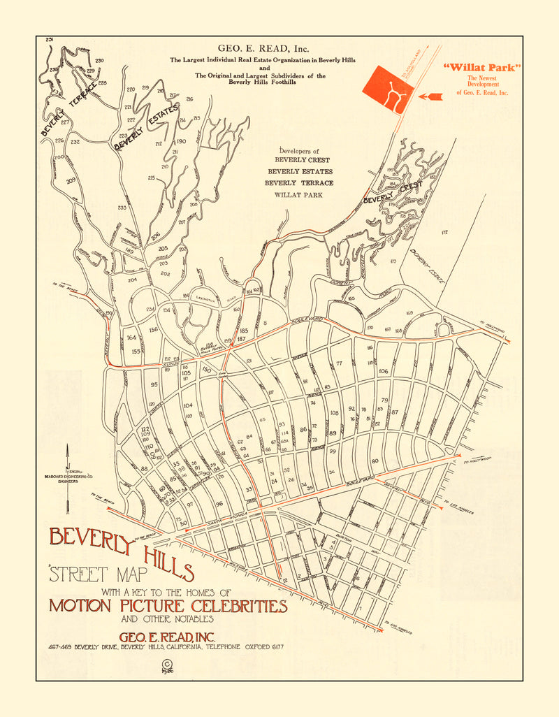 Size comparison using Vintage Beverly Hills, CA Street Map 1926