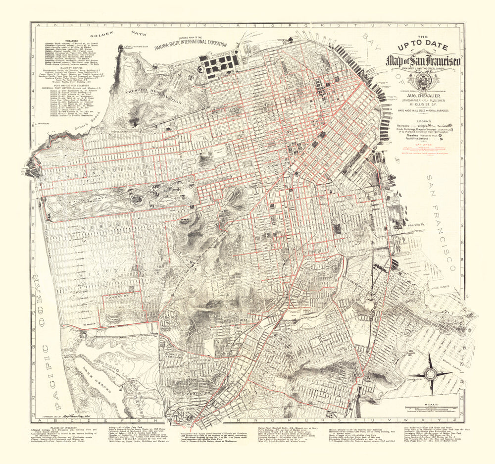 Vintage Map of San Francisco, California 1915 print style example