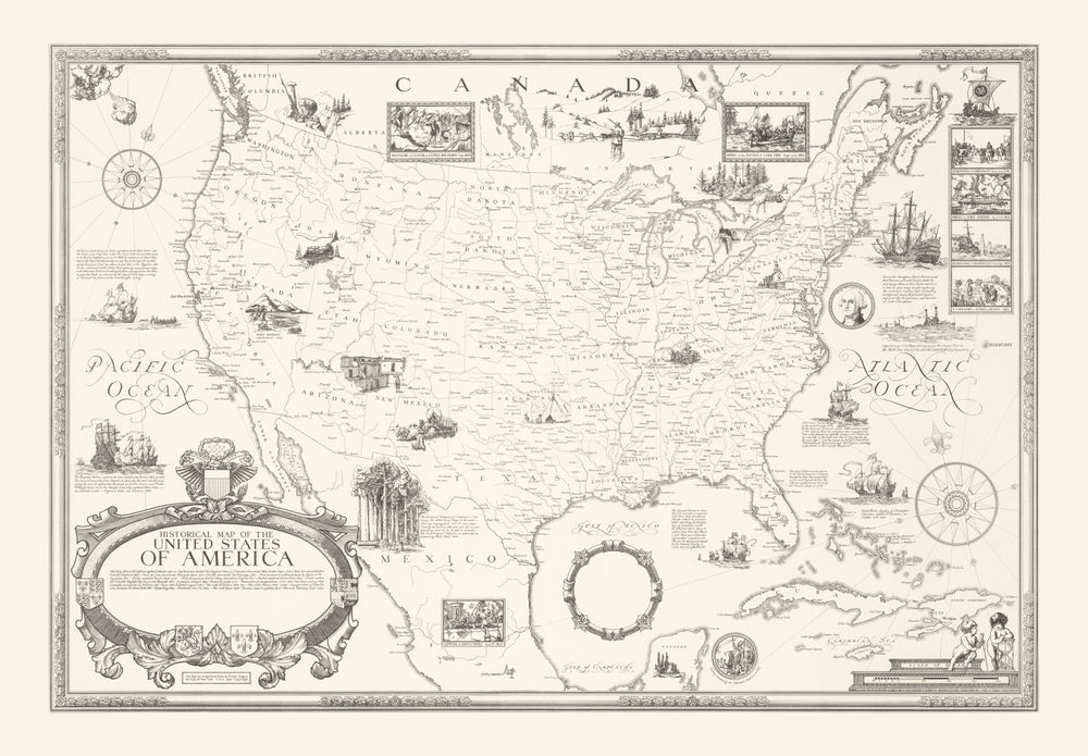 Vintage Map of United States 1926 print style example