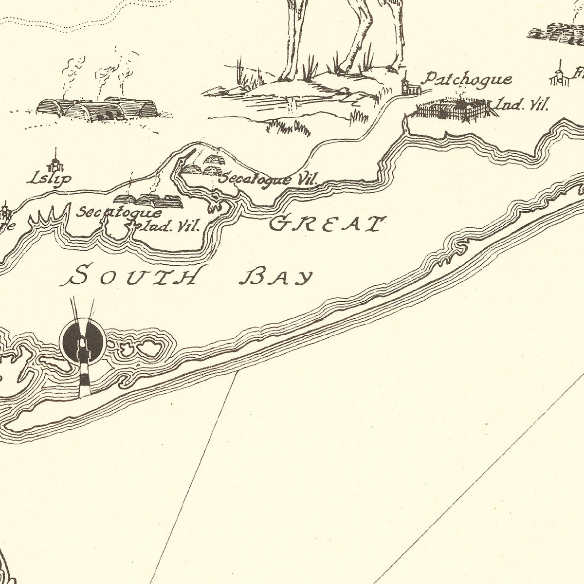Restored historic details from the 1925 city map of Long Island, New York