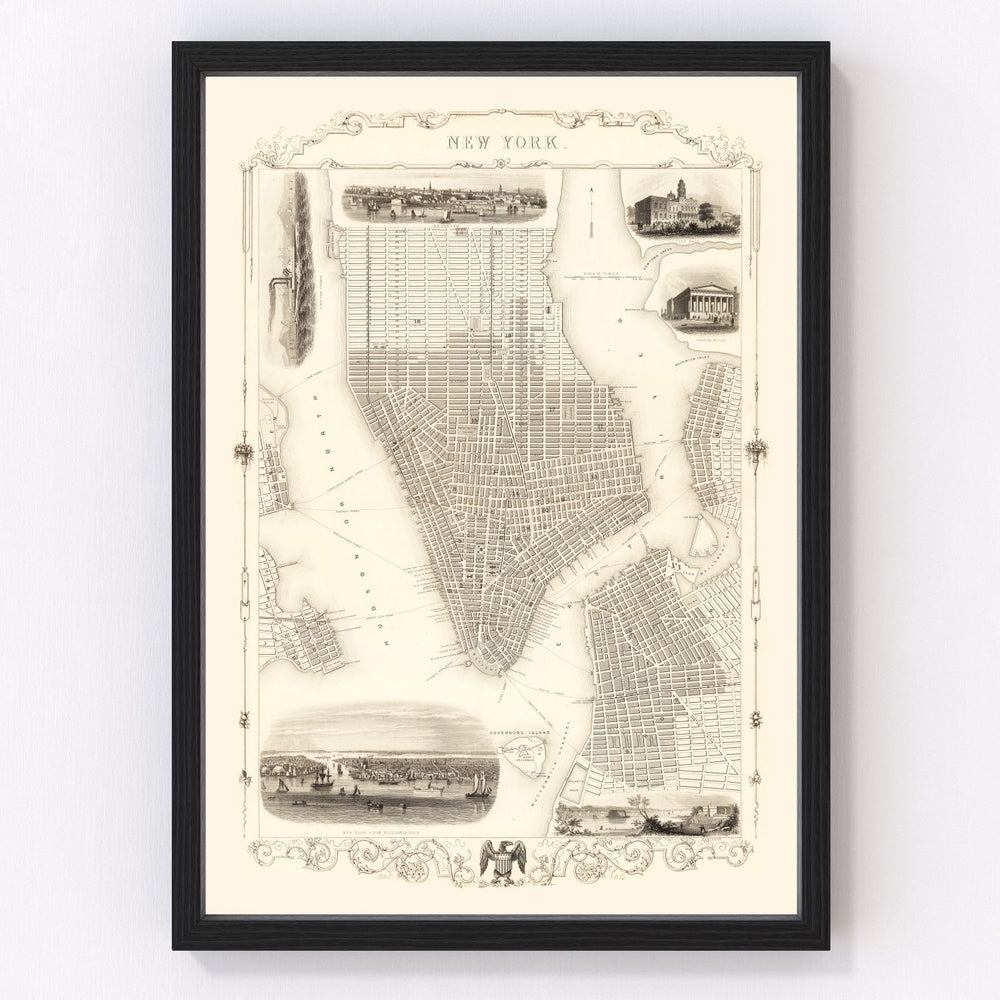 New York City Vintage Map 1851