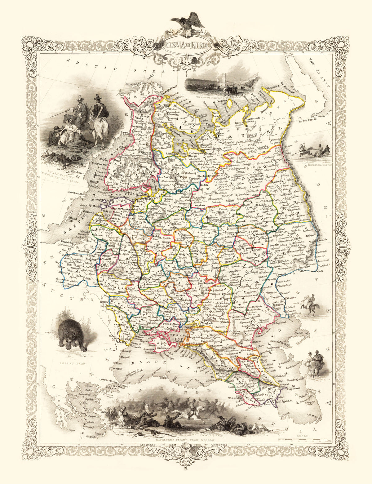 Preview of Vintage Map of Russia in Europe 1851
