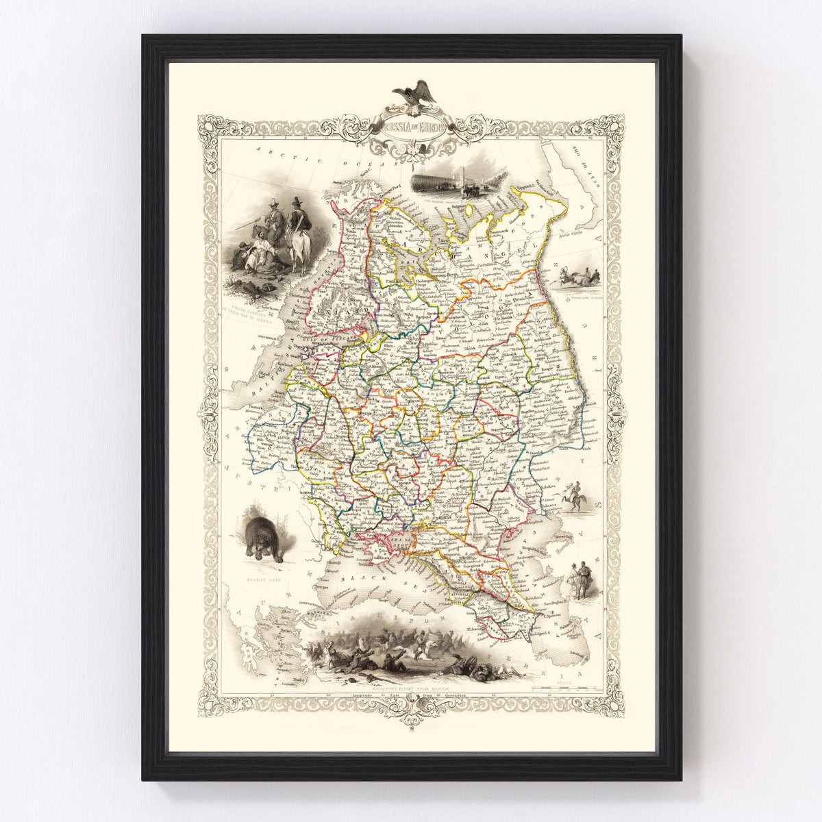 Russia Vintage Map 1851