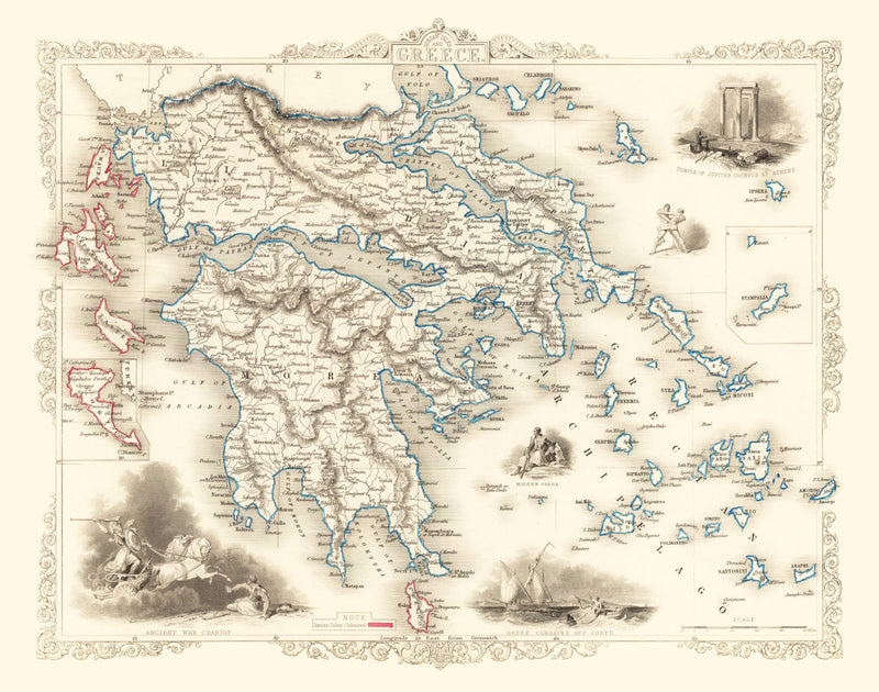 Size comparison using Vintage Map of Greece 1851