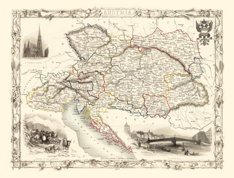 Size comparison using Vintage Map of Austria 1851