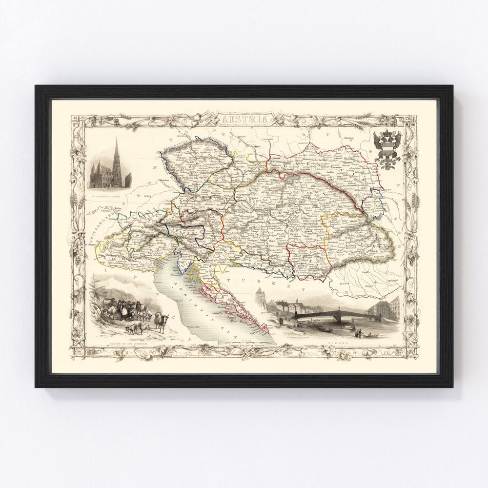 Austria Vintage Map 1851