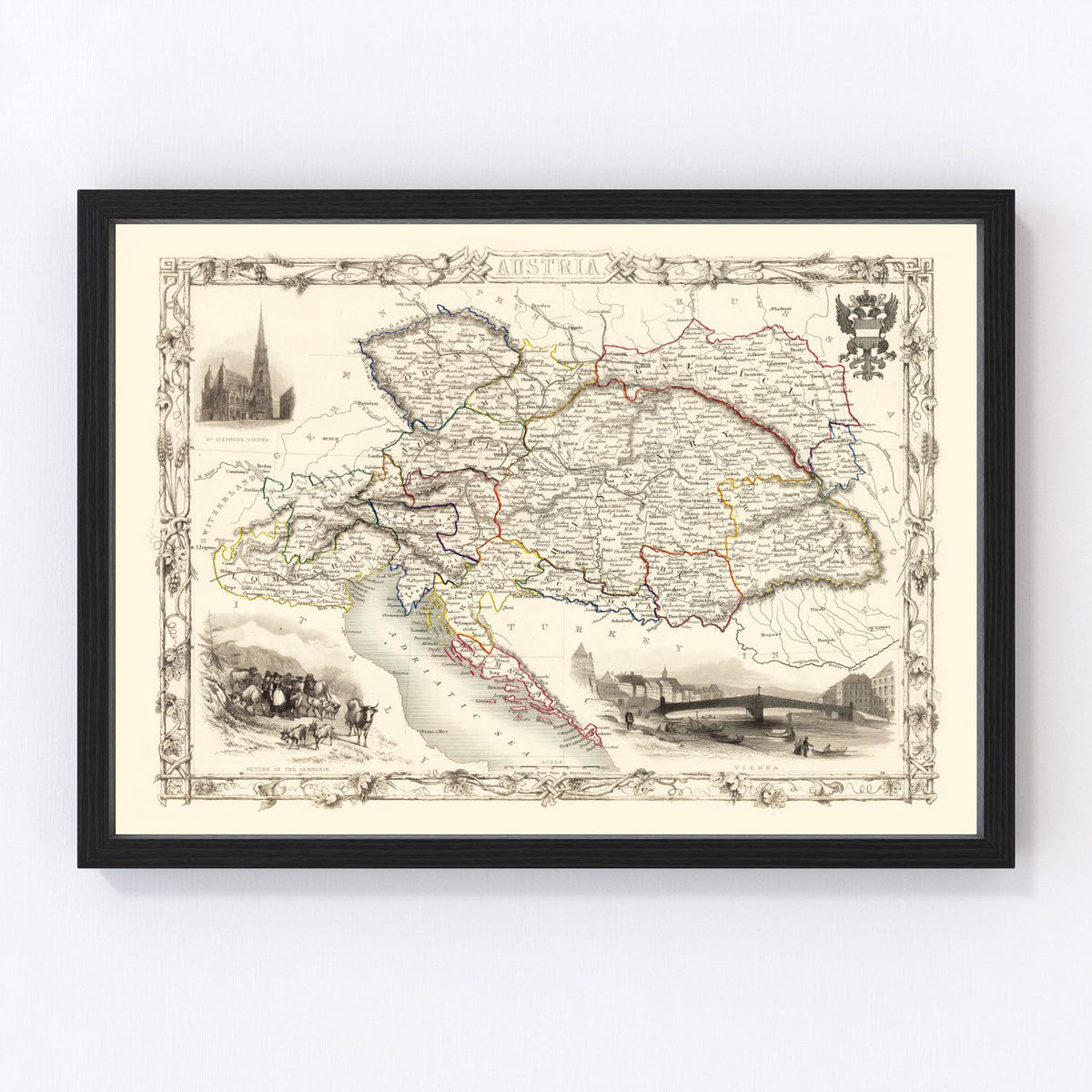 Austria Vintage Map 1851
