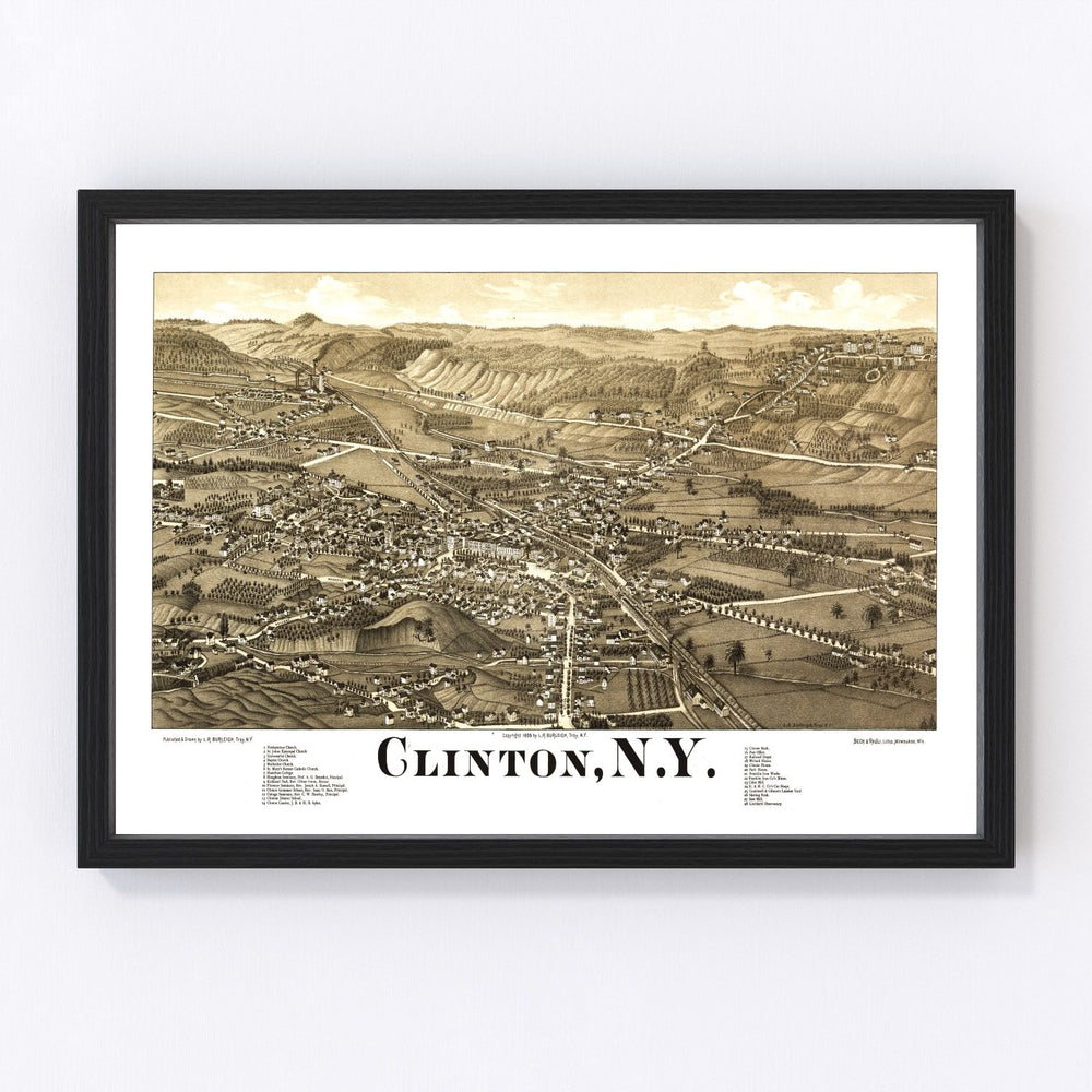 Clinton Vintage Map 1885