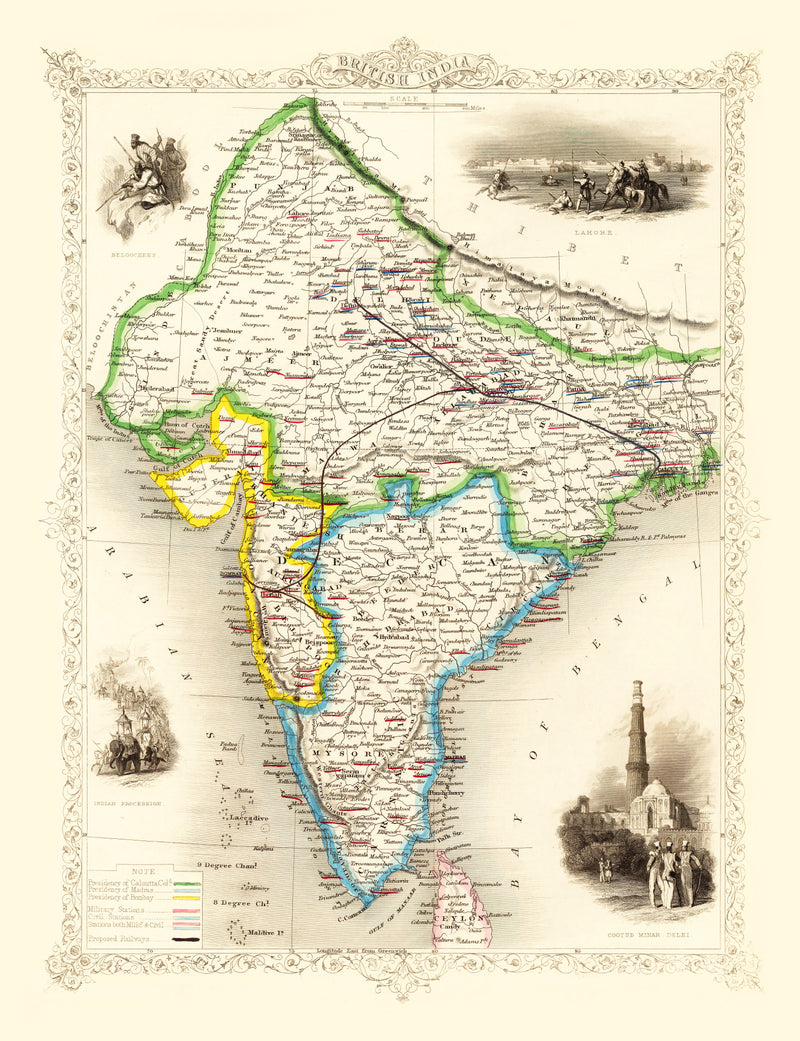 Size comparison using Vintage Map of British India 1851