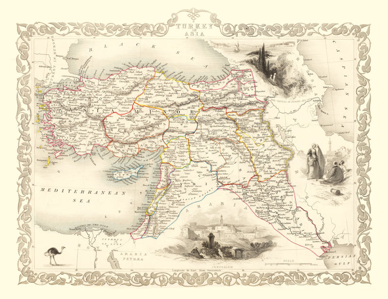 Size comparison using Vintage Map of Turkey in Asia 1851