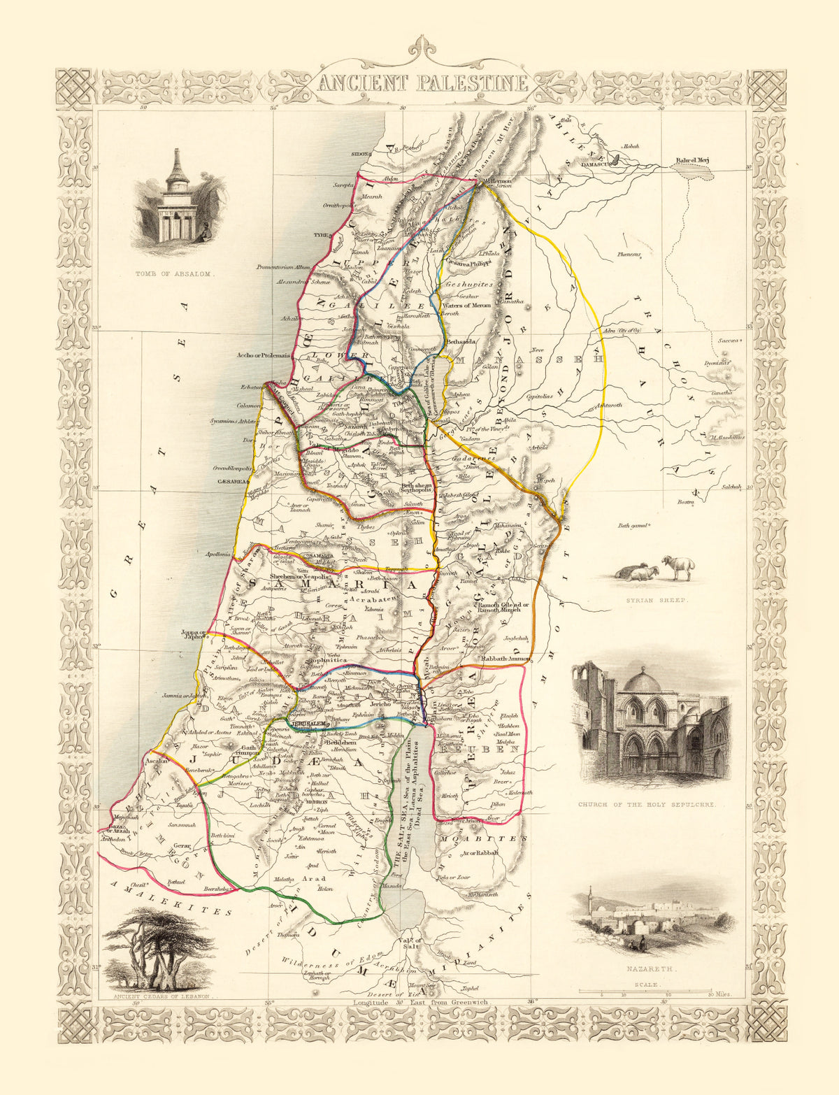 Preview of Vintage Map of Ancient Palestine 1851