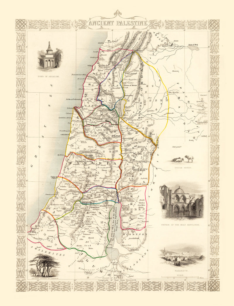 Size comparison using Vintage Map of Ancient Palestine 1851