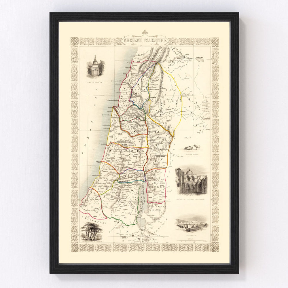 Palestine Vintage Map 1851