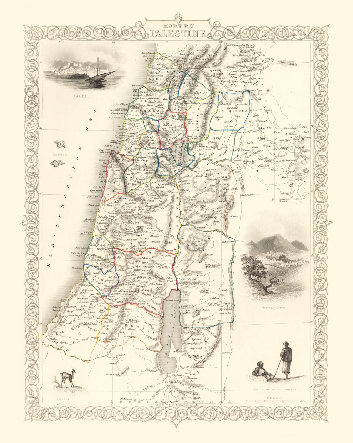 Preview of Vintage Map of Modern Palestine 1851