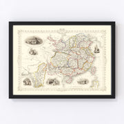 Burma, China Vintage Map 1851