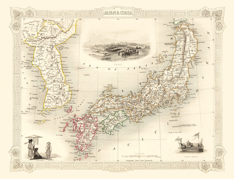 Size comparison using Vintage Map of Japan & Korea 1851