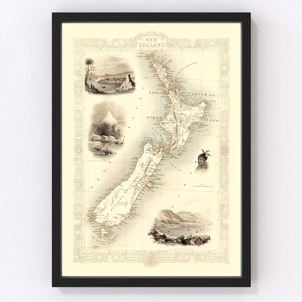 New Zealand Vintage Map 1851