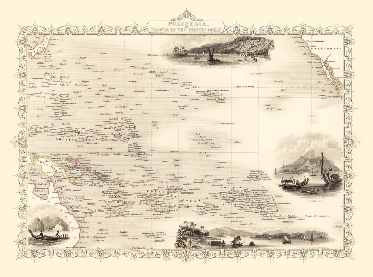 Preview of Vintage Map of Polynesia & Pacific Islands 1851