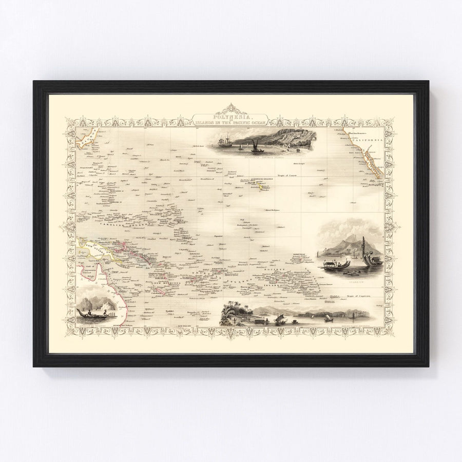 Polynesia Vintage Map 1851