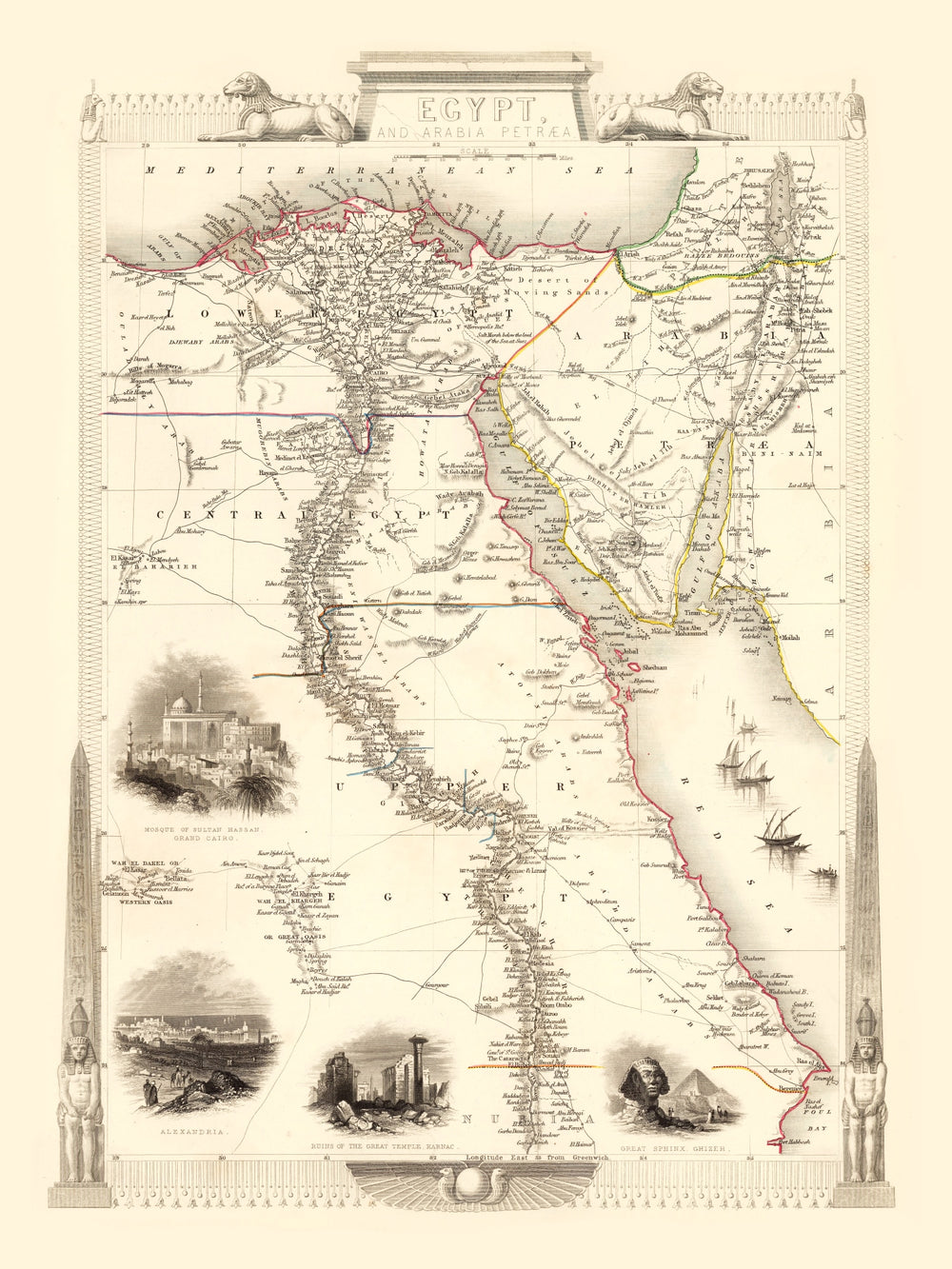 Vintage Map of Egypt & Saudi Arabia 1851 print style example
