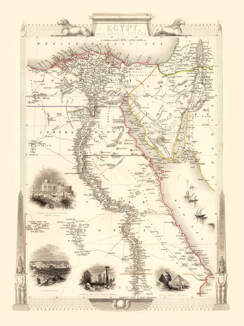 Size comparison using Vintage Map of Egypt & Saudi Arabia 1851