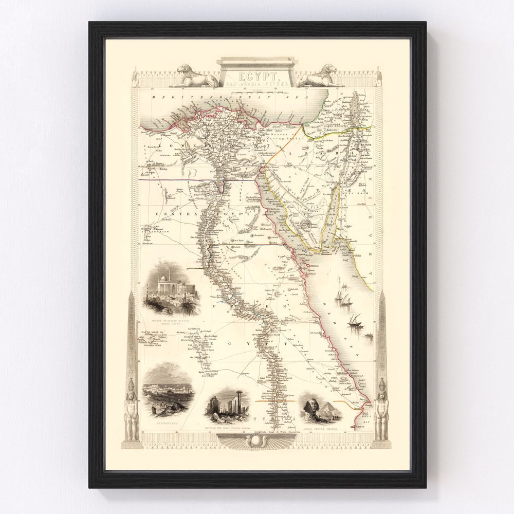 Egypt, Saudi Arabia Vintage Map 1851
