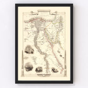 Egypt, Saudi Arabia Vintage Map 1851