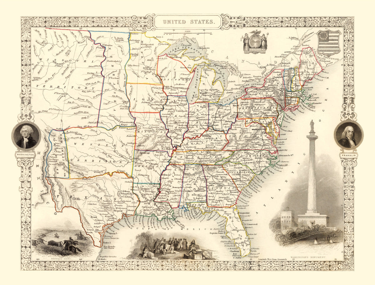 Preview of Vintage Map of United States 1851