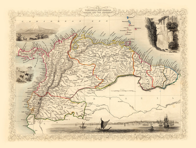 Size comparison using Vintage Map of Venezuela, New Granada, Ecuador & the Guayanas 1851