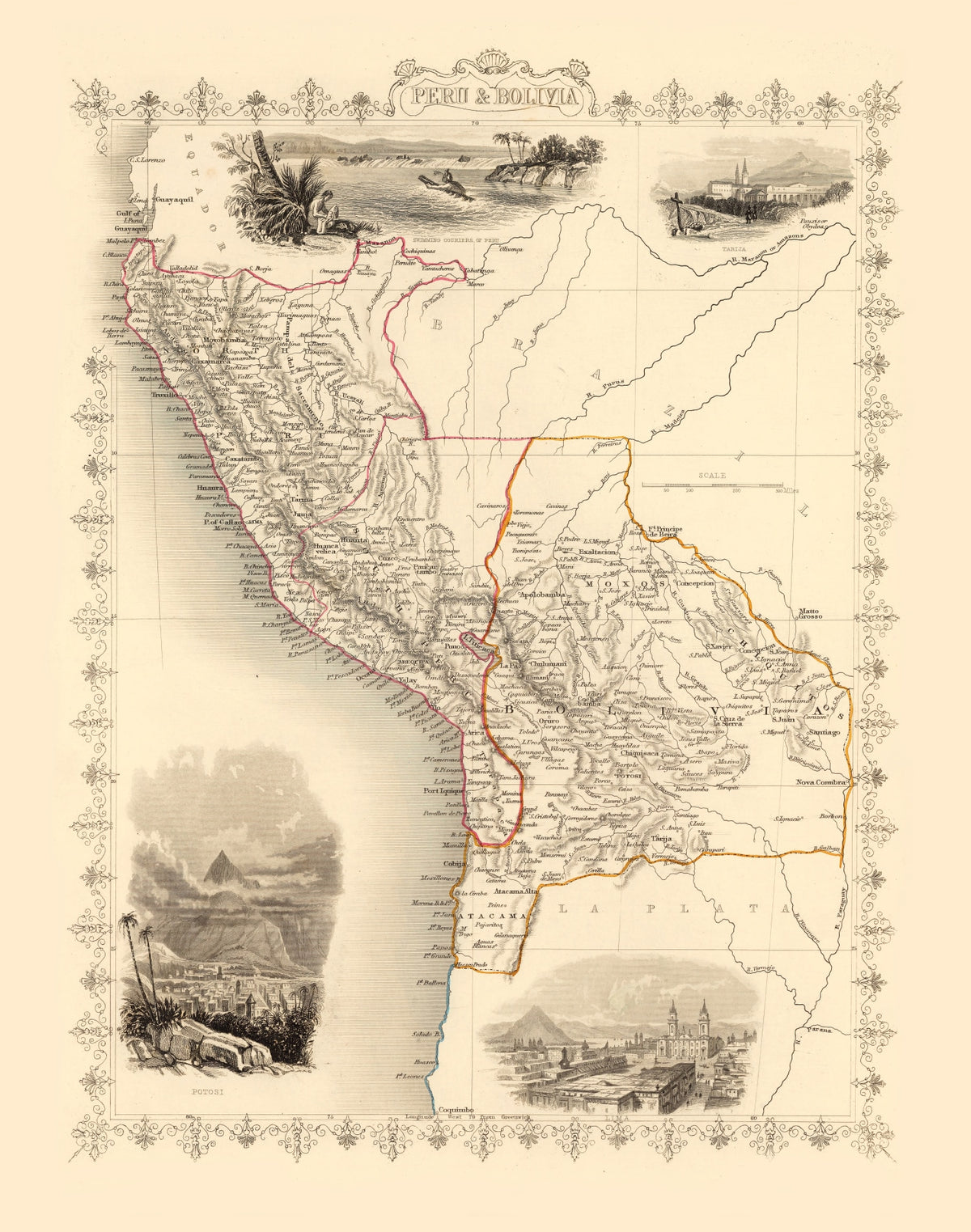 Preview of Vintage Map of Peru & Bolivia 1851
