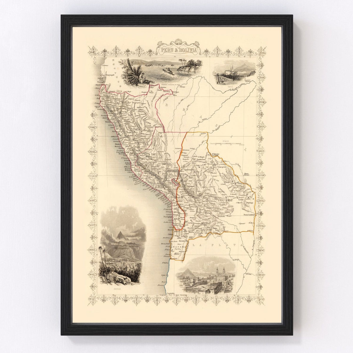 Peru, Bolivia Vintage Map 1851
