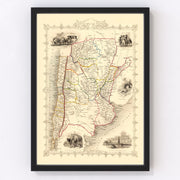 Chile, Argentina Vintage Map 1851