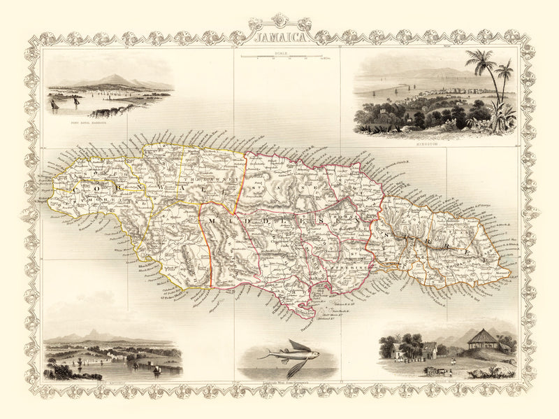 Size comparison using Vintage Map of Jamaica 1851