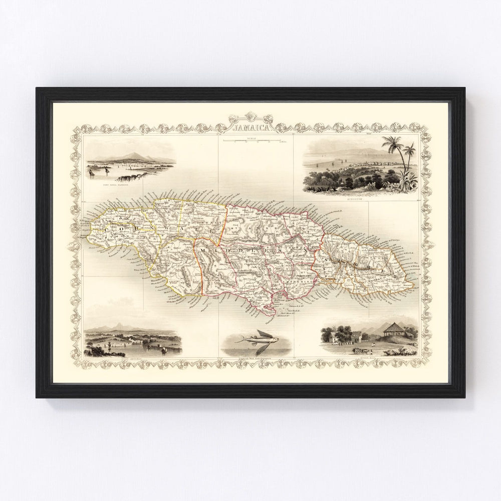 Jamaica Vintage Map 1851