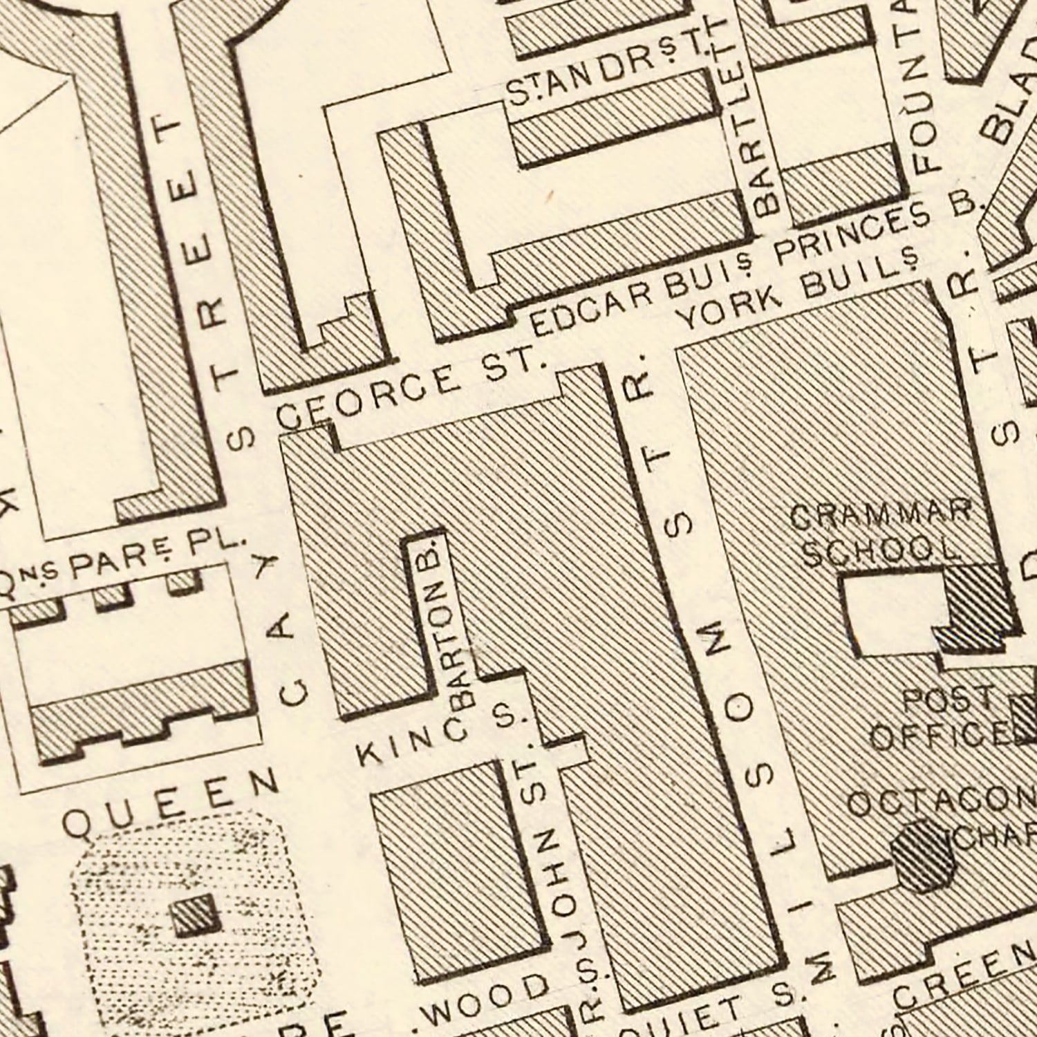 Restored historic details from the 1851 city map of Bath