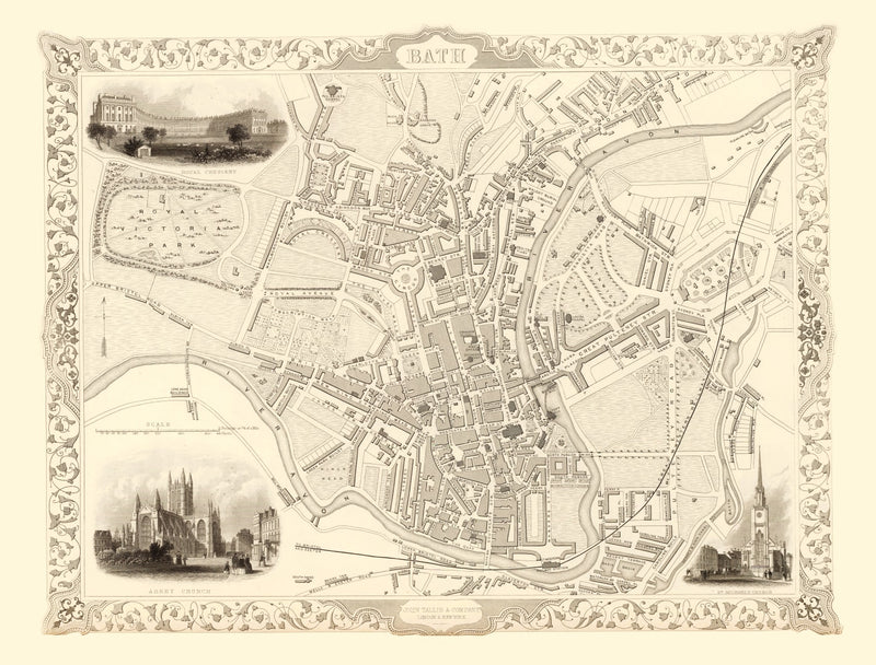 Size comparison using Vintage Map of Bath, United Kingdom 1851