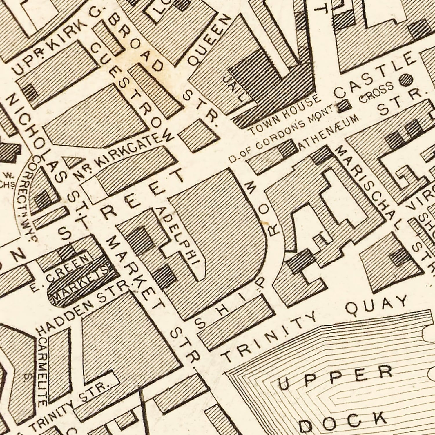 Restored historic details from the 1851 city map of Aberdeen