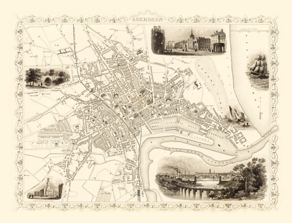 Preview of Vintage Map of Aberdeen, Scotland 1851
