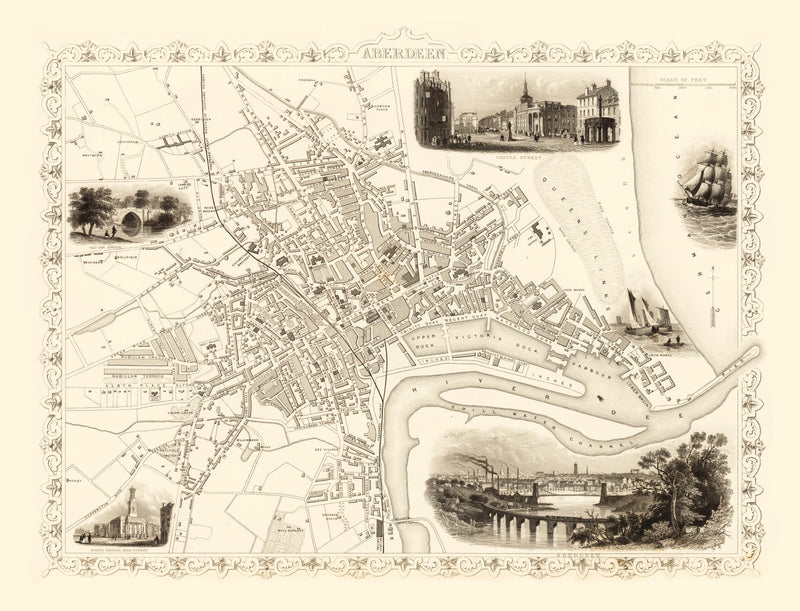 Size comparison using Vintage Map of Aberdeen, Scotland 1851