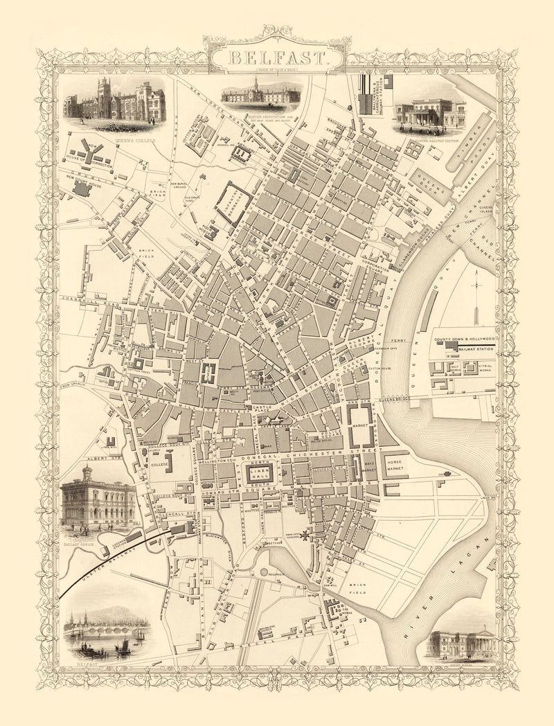 Size comparison using Vintage Map of Belfast, United Kingdom 1851