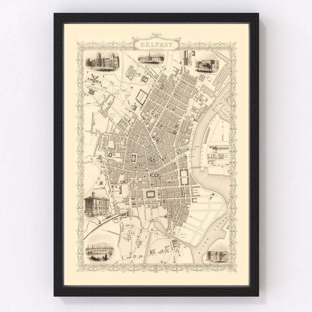 Belfast Vintage Map 1851