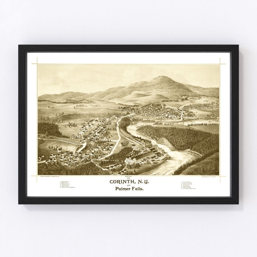 Corinth & Palmer Falls Vintage Map 1888