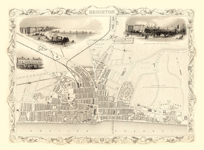 Size comparison using Vintage Map of Brighton, United Kingdom 1851