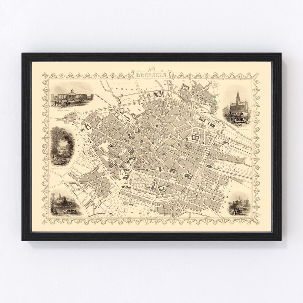 Brussels Vintage Map 1851