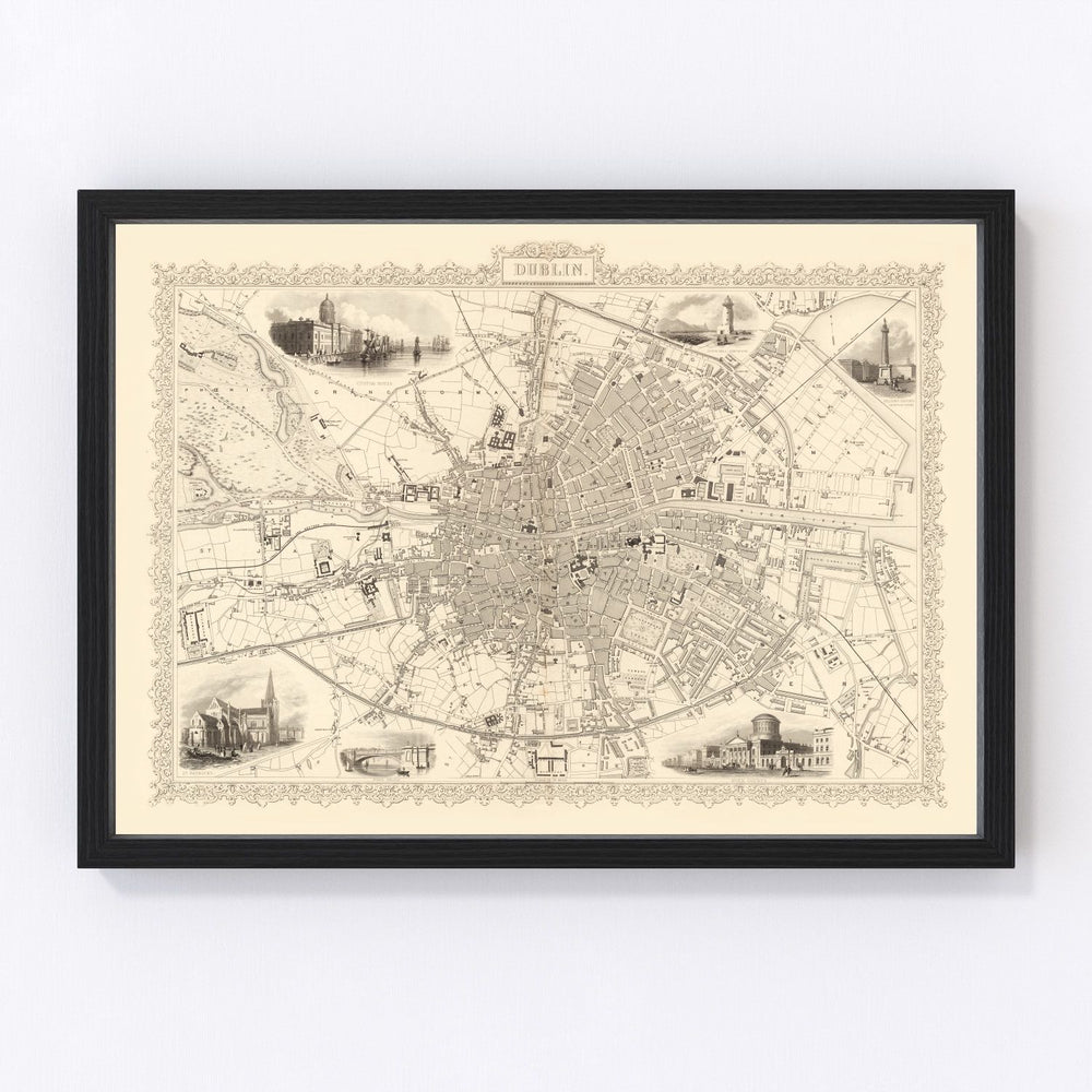 Dublin Vintage Map 1851