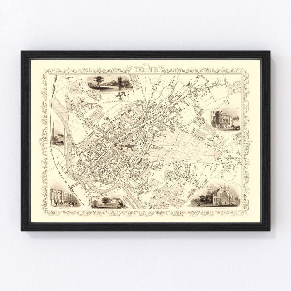 Exeter Vintage Map 1851