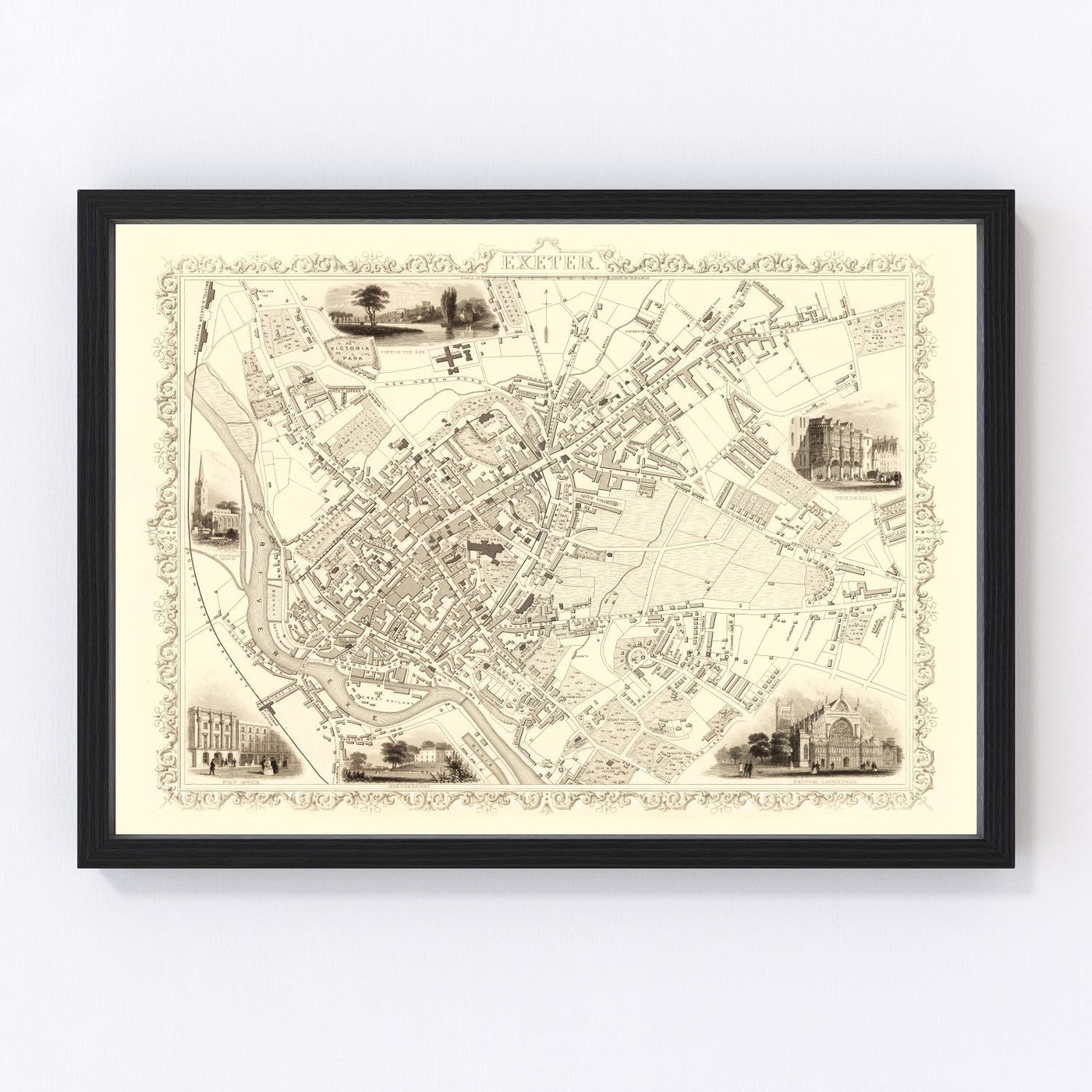 Exeter Vintage Map 1851