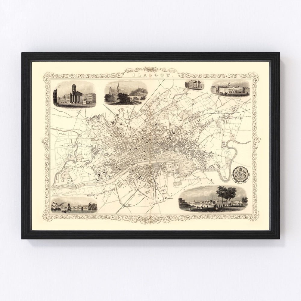 Glasgow Vintage Map 1851