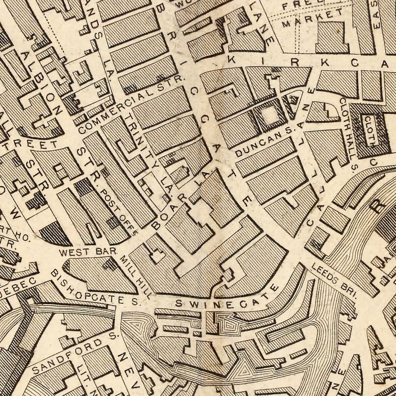 Restored historic details from the 1851 city map of Leeds